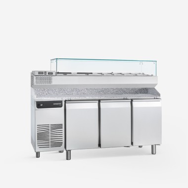 Table réfrigérée pour pizza avec dosseret et vitrine 609 L - Samaref