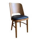 Chaise MILA - Bois hêtre finition chêne miel - Assise vinyle noir - Lot de 4 - Sinotec