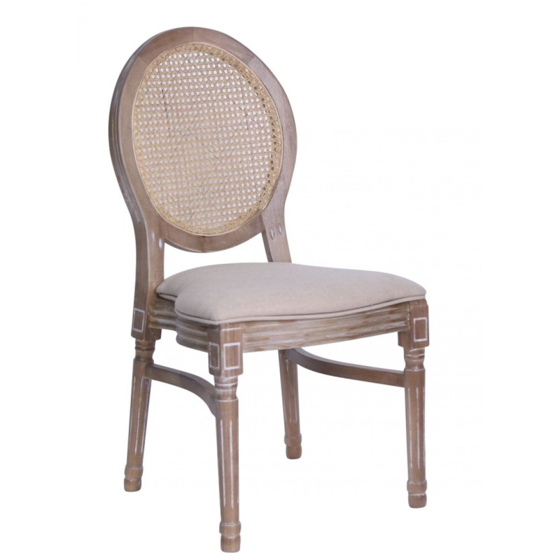 Chaises Médaillon LOUIS bois cérusé - lot de 4 - Sinotec
