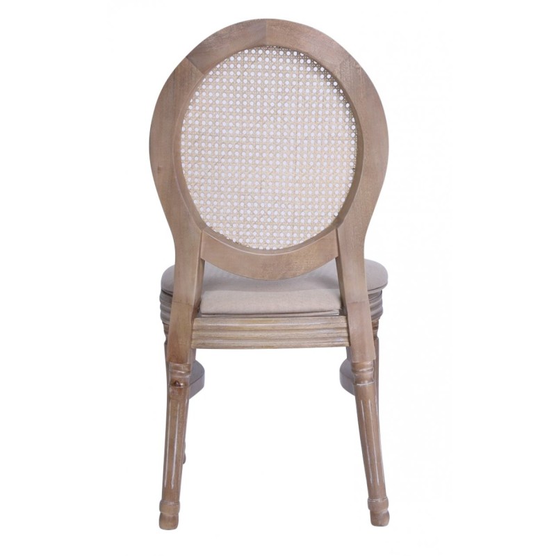 Chaises Médaillon LOUIS bois cérusé - lot de 4 - Sinotec