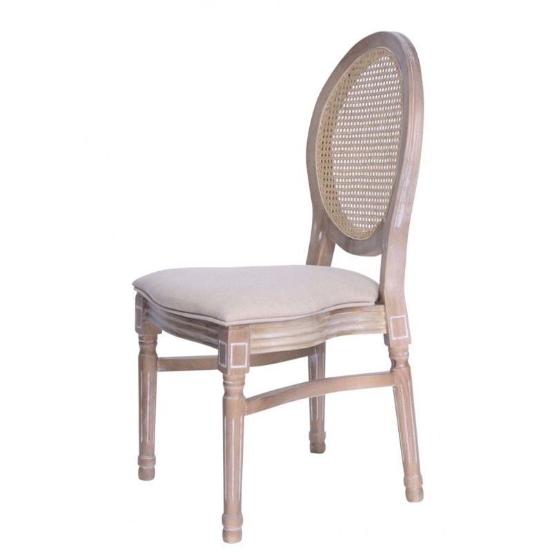Chaises Médaillon LOUIS bois cérusé - lot de 4 - Sinotec