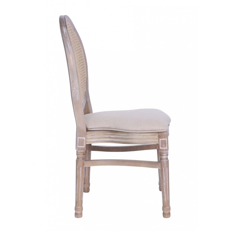 Chaises Médaillon LOUIS bois cérusé - lot de 4 - Sinotec