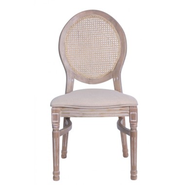 Chaises Médaillon LOUIS bois cérusé - lot de 4 - Sinotec