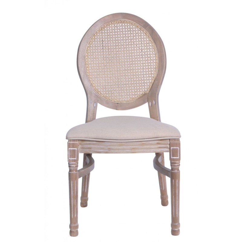 Chaises Médaillon LOUIS bois cérusé - lot de 4 - Sinotec