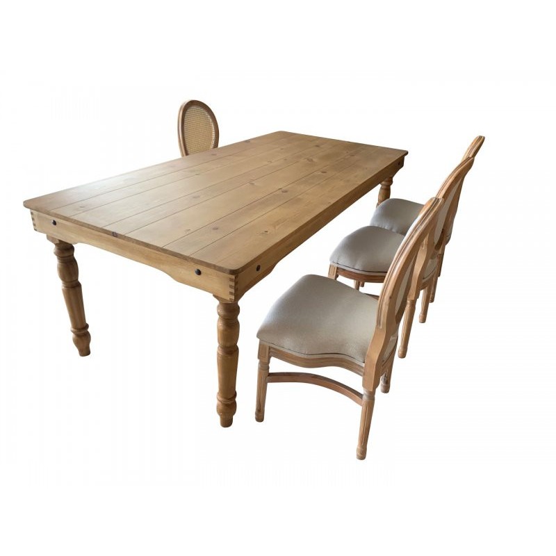 Chaises Médaillon LOUIS bois cérusé - lot de 4 - Sinotec