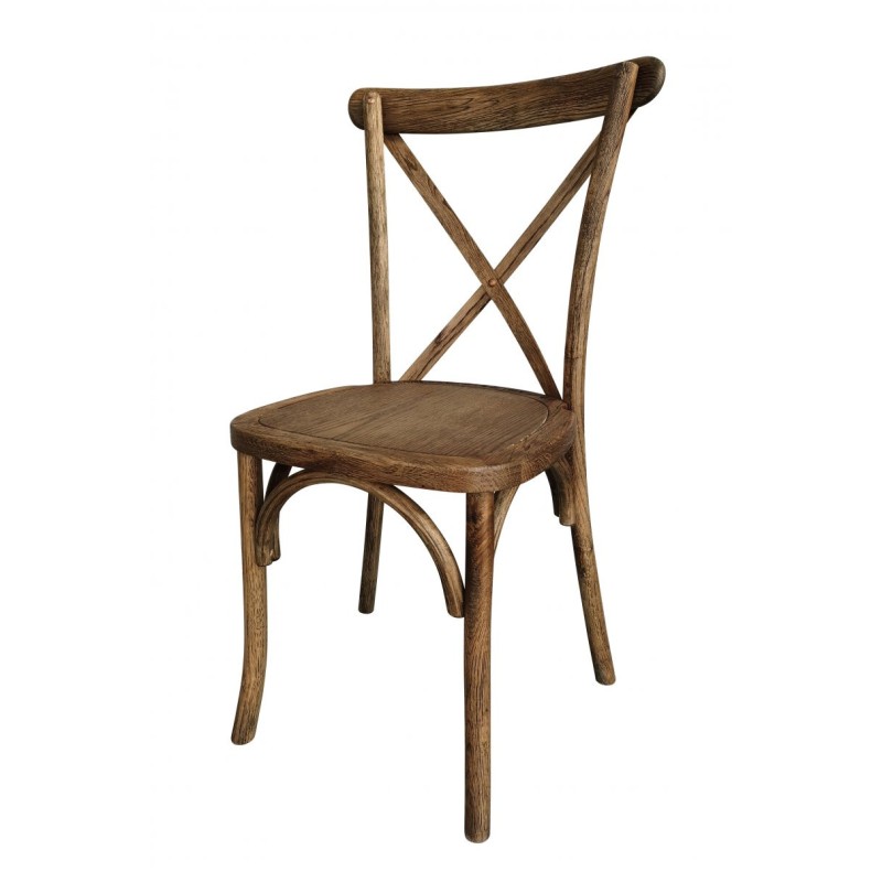 Chaises dos croisé en bois champêtre empilable lot de 7 - Sinotec
