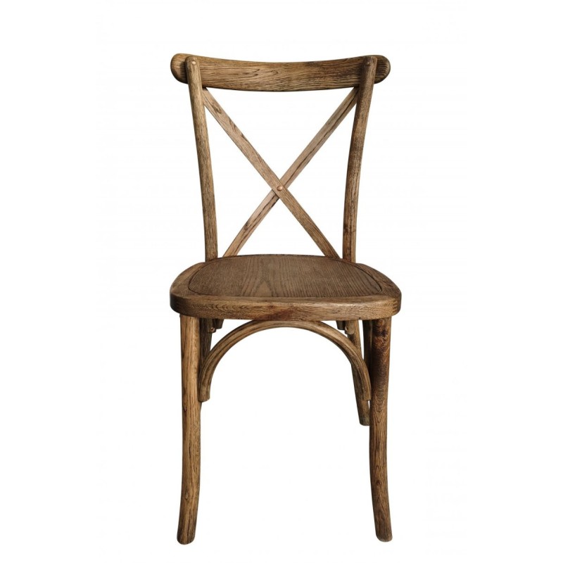 Chaises dos croisé en bois champêtre empilable lot de 7 - Sinotec