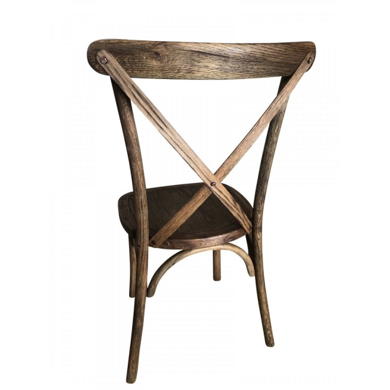 Chaises dos croisé en bois champêtre empilable lot de 7 - Sinotec