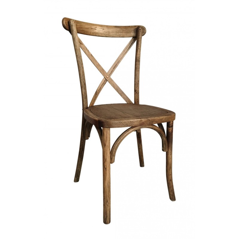 Chaises dos croisé en bois champêtre empilable lot de 7 - Sinotec