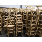 Chaises Bistrot dos croisé en bois vernis claire empilable - lot de 8 - Sinotec