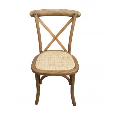Chaises Bistrot dos croisé en bois vernis clair empilable - lot de 4 - Sinotec
