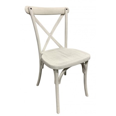 Chaises dos croisé Champêtre bois vieilli blanc - lot de 8 - Sinotec