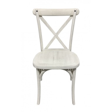 Chaises dos croisé Champêtre bois vieilli blanc - lot de 8 - Sinotec