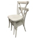 Chaises dos croisé Champêtre bois vieilli blanc - lot de 8 - Sinotec