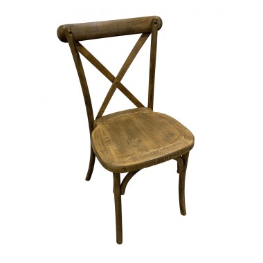 Chaise de réception champêtre dos croisé bois vieilli - lot de 8 - Sinotec