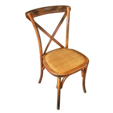 Chaise BISTROT dos croisé en bois - lot de 4 - Sinotec