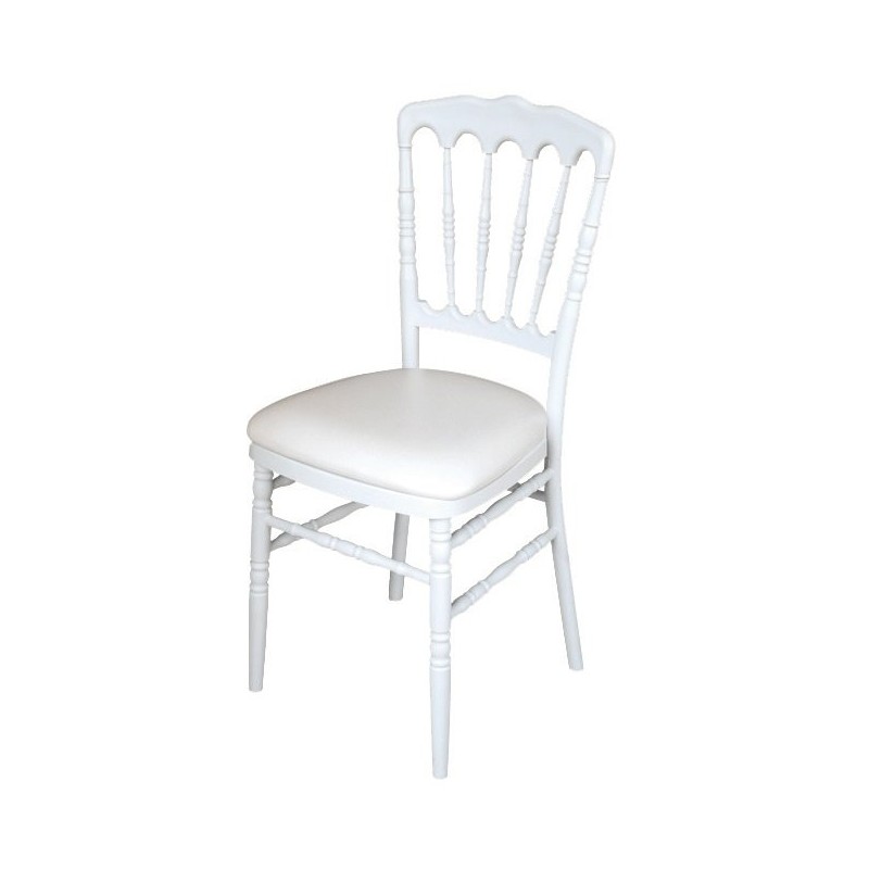 Chaise Napoléon Premium blanche avec galette - lot de 8 - Sinotec