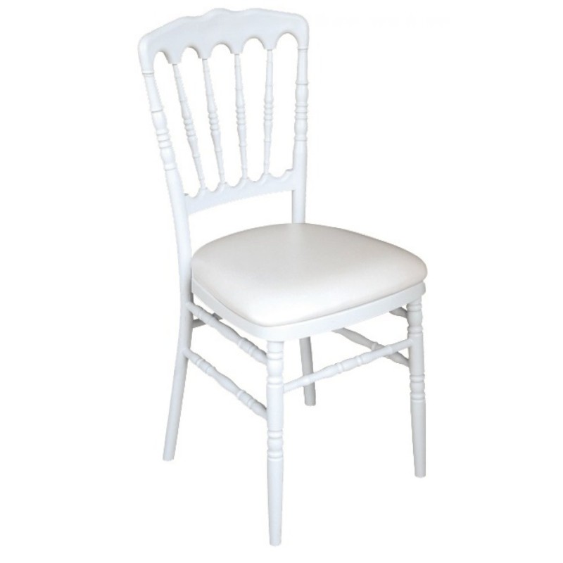 Chaise Napoléon Premium blanche avec galette - lot de 8 - Sinotec