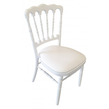 Chaise Napoléon bois blanche avec galette - lot de 4 - Sinotec