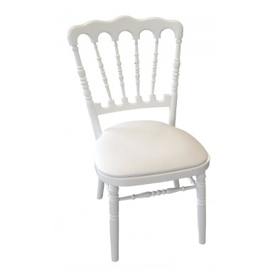 Chaise Napoléon bois blanche avec galette - lot de 4 - Sinotec