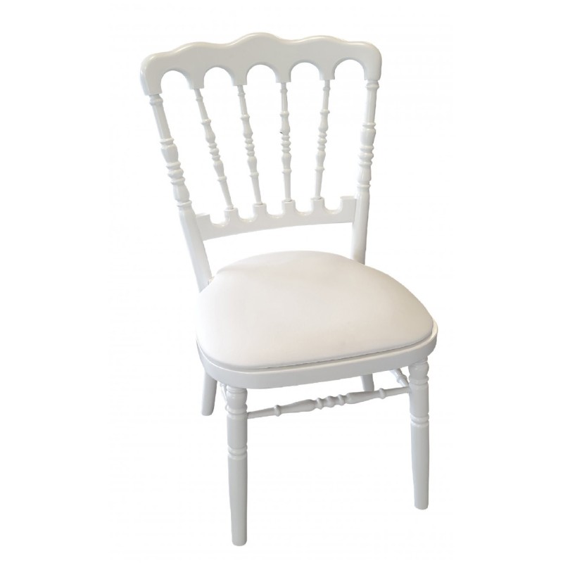 Chaise Napoléon bois blanche avec galette - lot de 4 - Sinotec