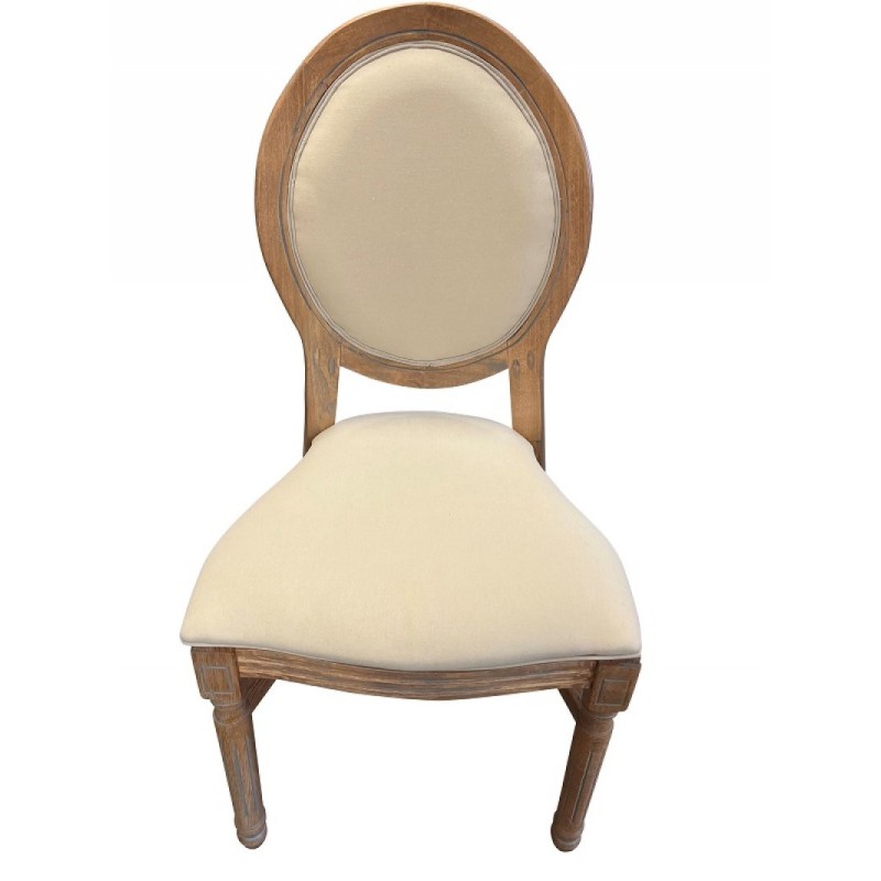 Chaise Médaillon LOUIS bois cérusé assise et dossier rembourrés - lot de 4 - Sinotec