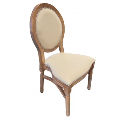 Chaise Médaillon LOUIS bois cérusé assise et dossier rembourrés - lot de 4 - Sinotec