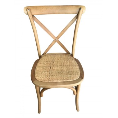 Chaise BISTROT dos croisé en bois vernis clair - Lot de 4 - Sinotec