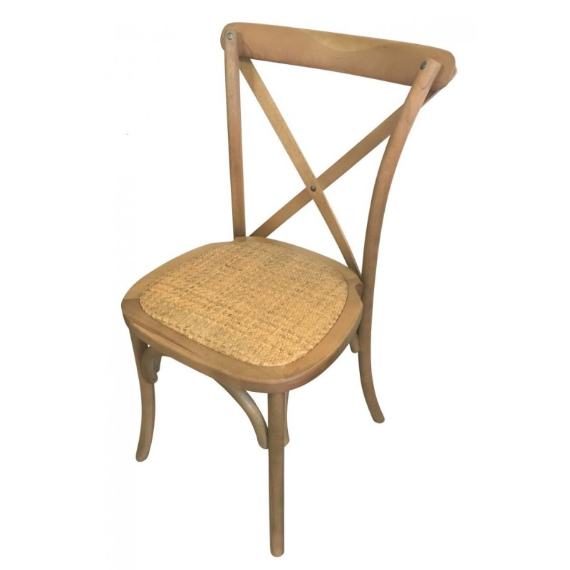 Chaise BISTROT dos croisé en bois vernis clair - Lot de 4 - Sinotec