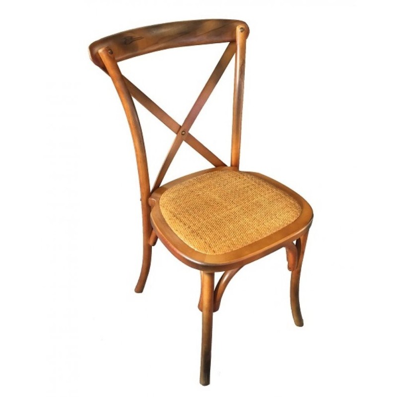 Chaise BISTROT dos croisé en bois - Lot de 4 - Sinotec