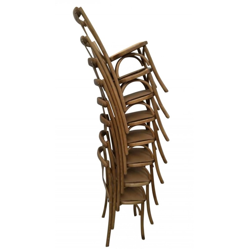 Chaise BISTROT dos croisé en bois vernis clair - BUDGET - Lot de 8 - Sinotec