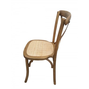 Chaise BISTROT dos croisé en bois vernis clair - BUDGET - Lot de 8 - Sinotec