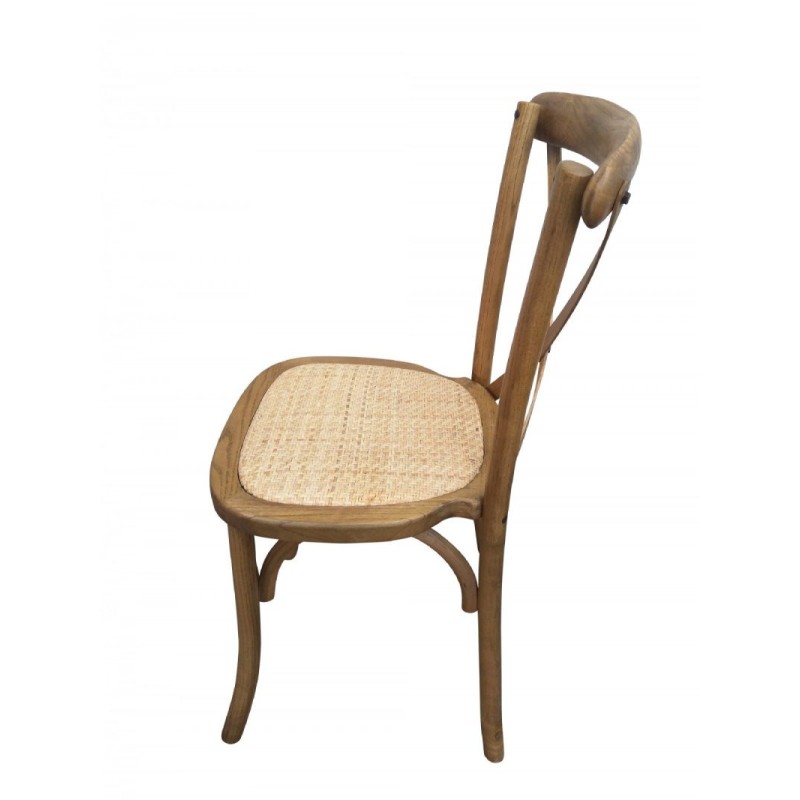 Chaise BISTROT dos croisé en bois vernis clair - BUDGET - Lot de 8 - Sinotec