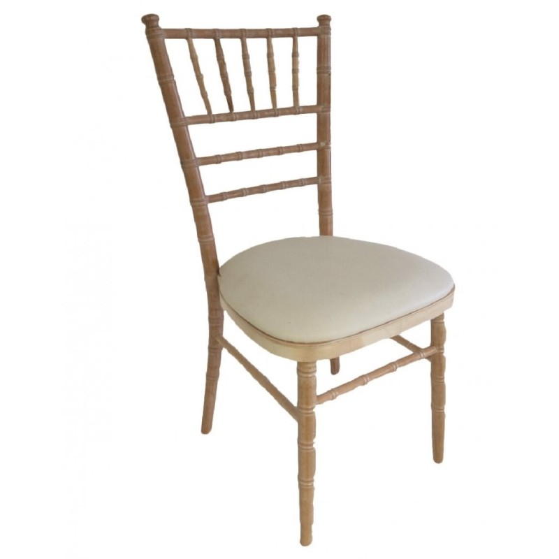 Chaise de réception CHIVARI en Bois Cérusé empilable galette incluse - lot de 8 - Sinotec