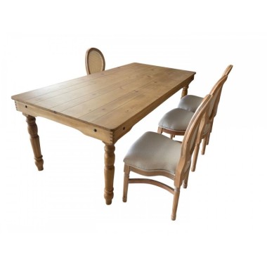 Table Bois LOUIS pieds tournés démontables 213 x 102 cm - Sinotec