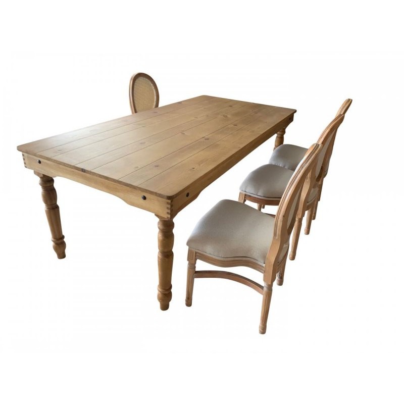 Table Bois LOUIS pieds tournés démontables 213 x 102 cm - Sinotec