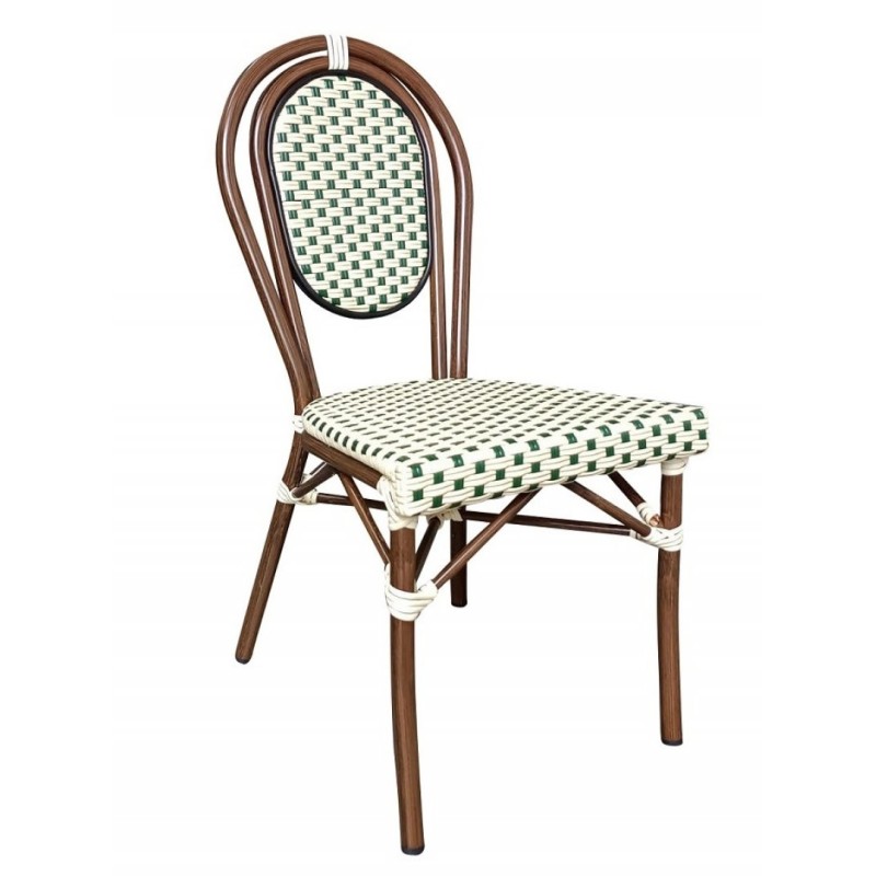 Chaise BASTILLE empilable coloris crème et Vert - lot de 6 - Sinotec