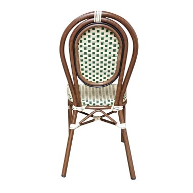 Chaise BASTILLE empilable coloris crème et Vert - lot de 6 - Sinotec