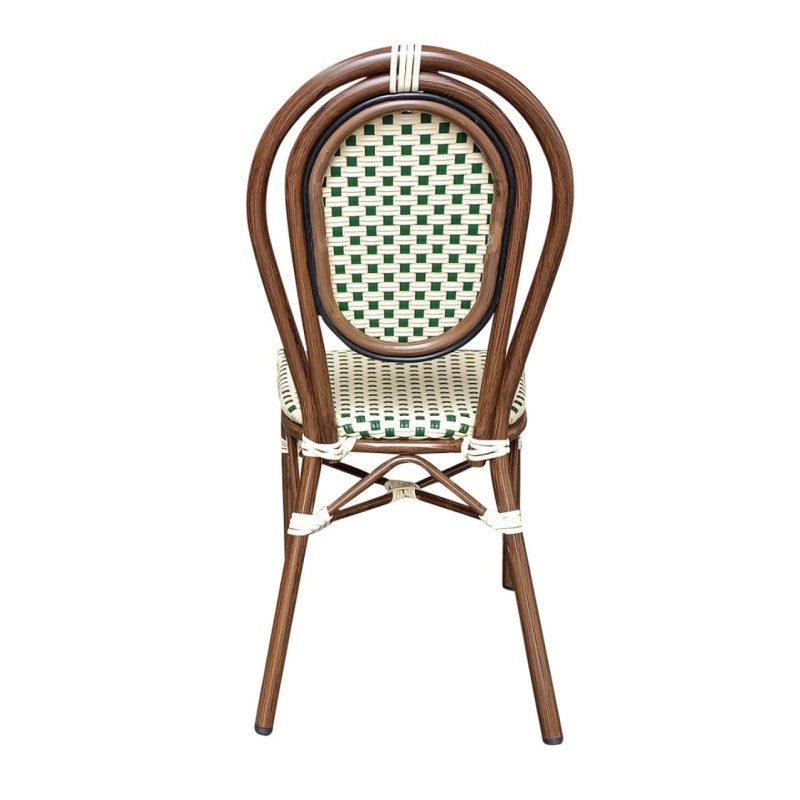 Chaise BASTILLE empilable coloris crème et Vert - lot de 6 - Sinotec