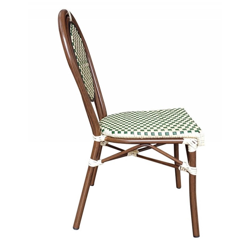 Chaise BASTILLE empilable coloris crème et Vert - lot de 6 - Sinotec