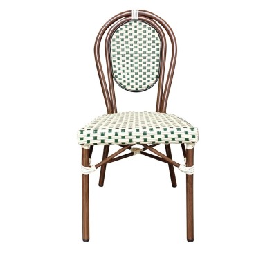 Chaise BASTILLE empilable coloris crème et Vert - lot de 6 - Sinotec