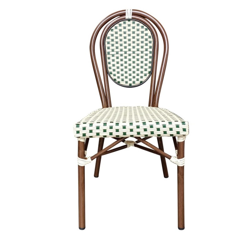 Chaise BASTILLE empilable coloris crème et Vert - lot de 6 - Sinotec