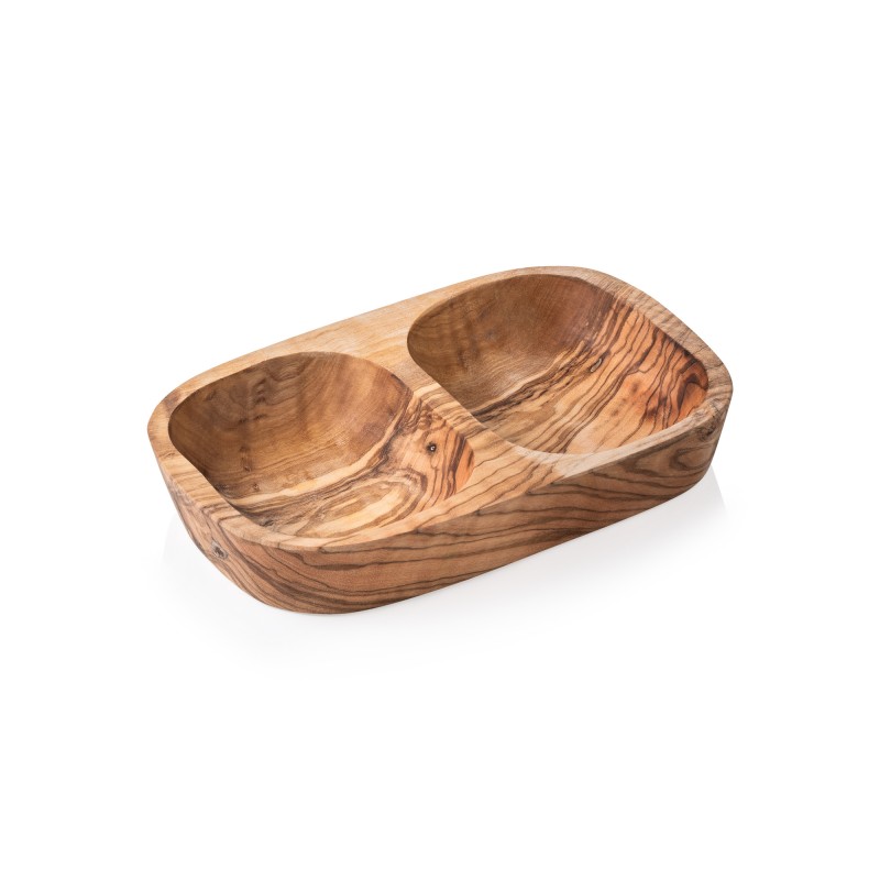 Coupe Double PURE OLIVE, 18 x 9 x 3,5 cm, bois d'olivier - Was Germany