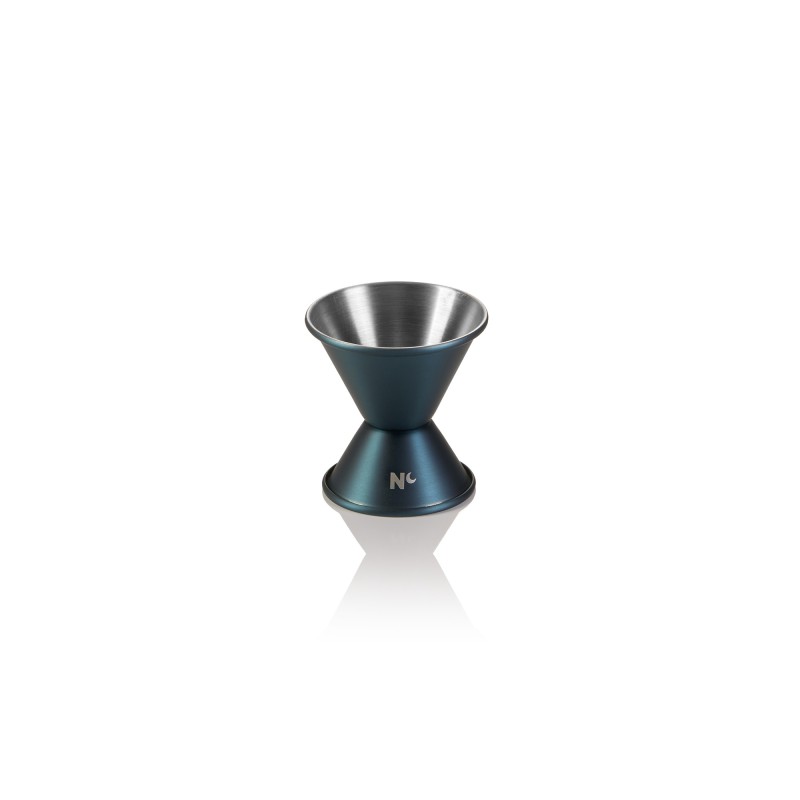 Jigger NOCTURN, 2/4 cl, Ø 4,5 cm, hauteur 6 cm, bleu mat - HLC, acier chromé nickel 18/8 - Was Germany
