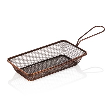 Panier de service et de friture, 22 x 12,5 x 4 cm, couleur cuivrée, acier inoxydable chrome-nickel - Was Germany
