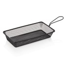 Panier de service et de friture, 22 x 12,5 x 4 cm, en acier inoxydable chromé nickel, revêtement en poudre noire - Was Germany