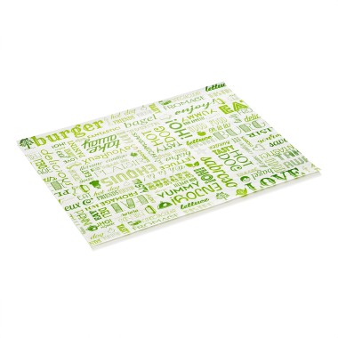 Papier à burger Veggie Set WRAP & GO, 28 x 34 cm, lot de 1000 , papier anti-graisse - Was Germany
