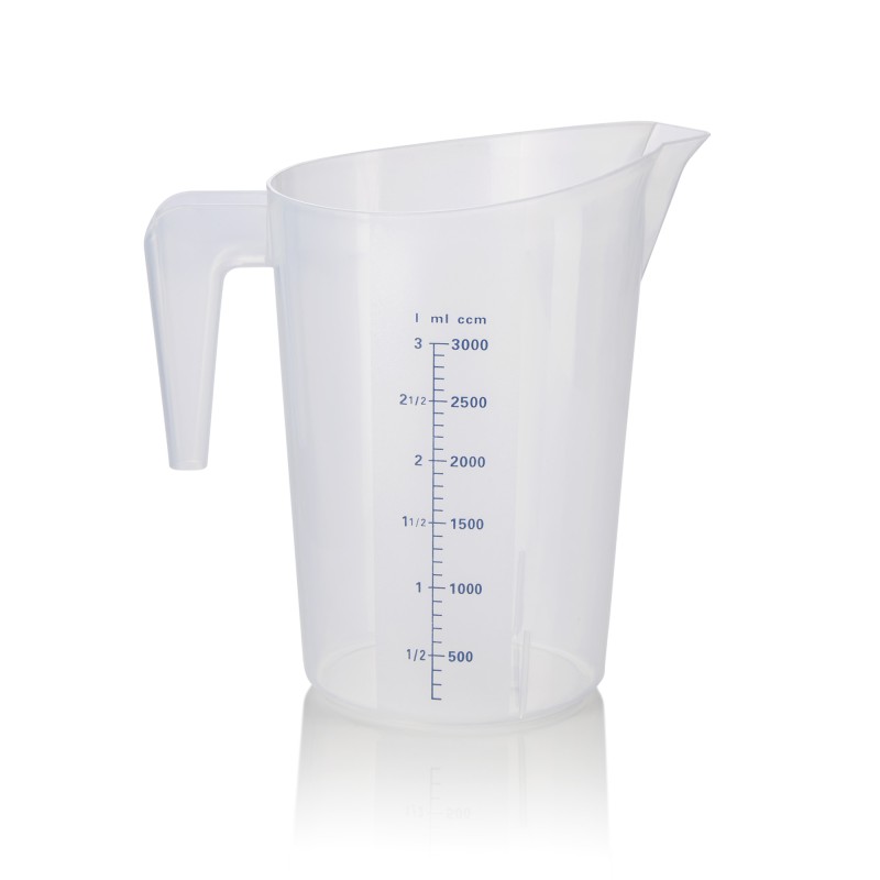 Gobelet gradué, Ø 19 cm, 3 l, avec échelle de 100 ml, en polypropylène - Was Germany