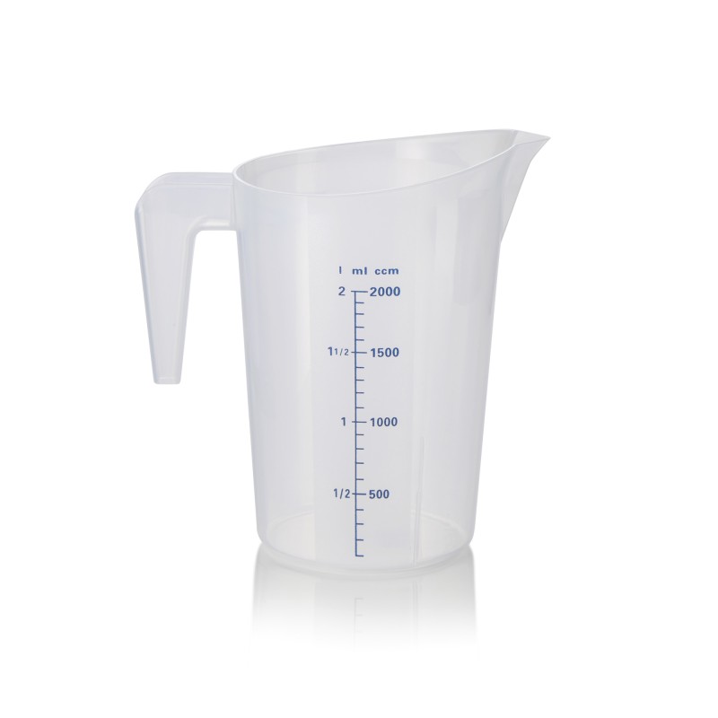 Gobelet gradué, Ø 16 cm, 2 l, avec échelle de 100 ml, polypropylène - Was Germany