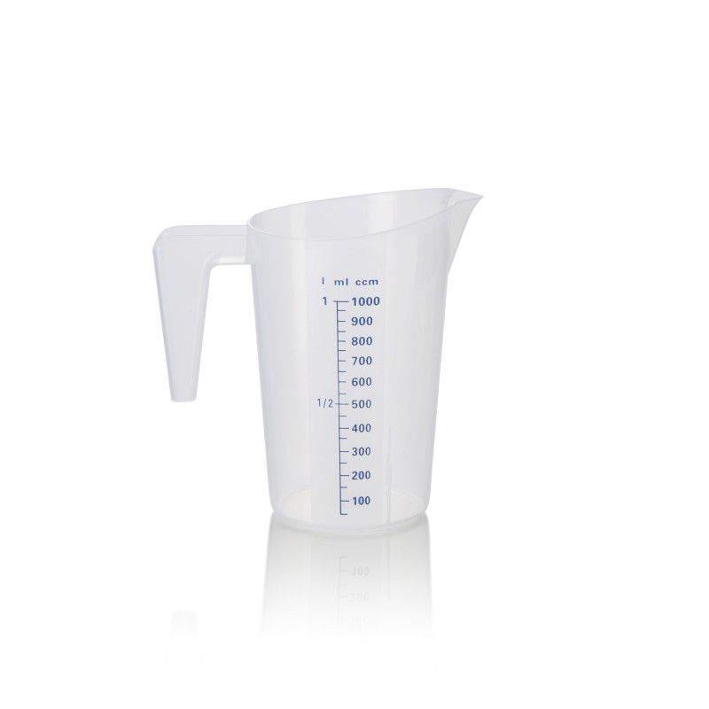 Gobelet gradué, Ø 13 cm, 1 l, avec échelle de 50 ml, polypropylène - Was Germany